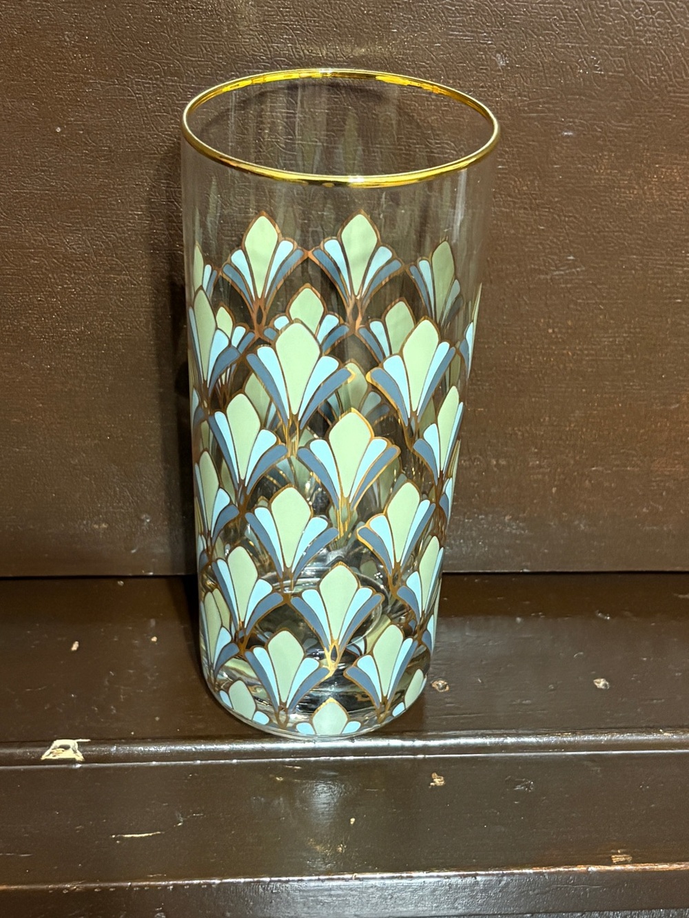 Barware World Market Gable Art Deco Highball Glass 16 oz Gold Rim Replacement